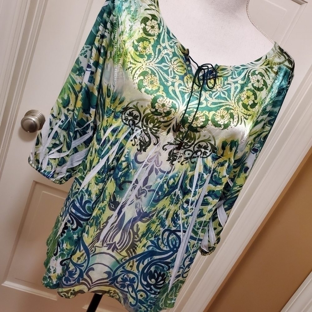 STYLE & CO. COLORFUL KNIT TOP -L